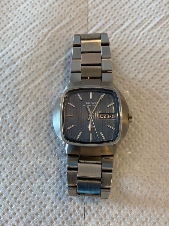 Cadran De Montre Bulova Accuquartz Marron Plat Rond 28 Mm - Occasion