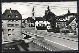Laufen /Bern, Strassenpartie mit Metzger