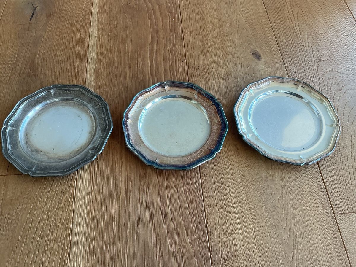 Piatti: Drei Servierteller versilbert rund 15cm gebraucht – Usato da Konolfingen venduto da KasparB65