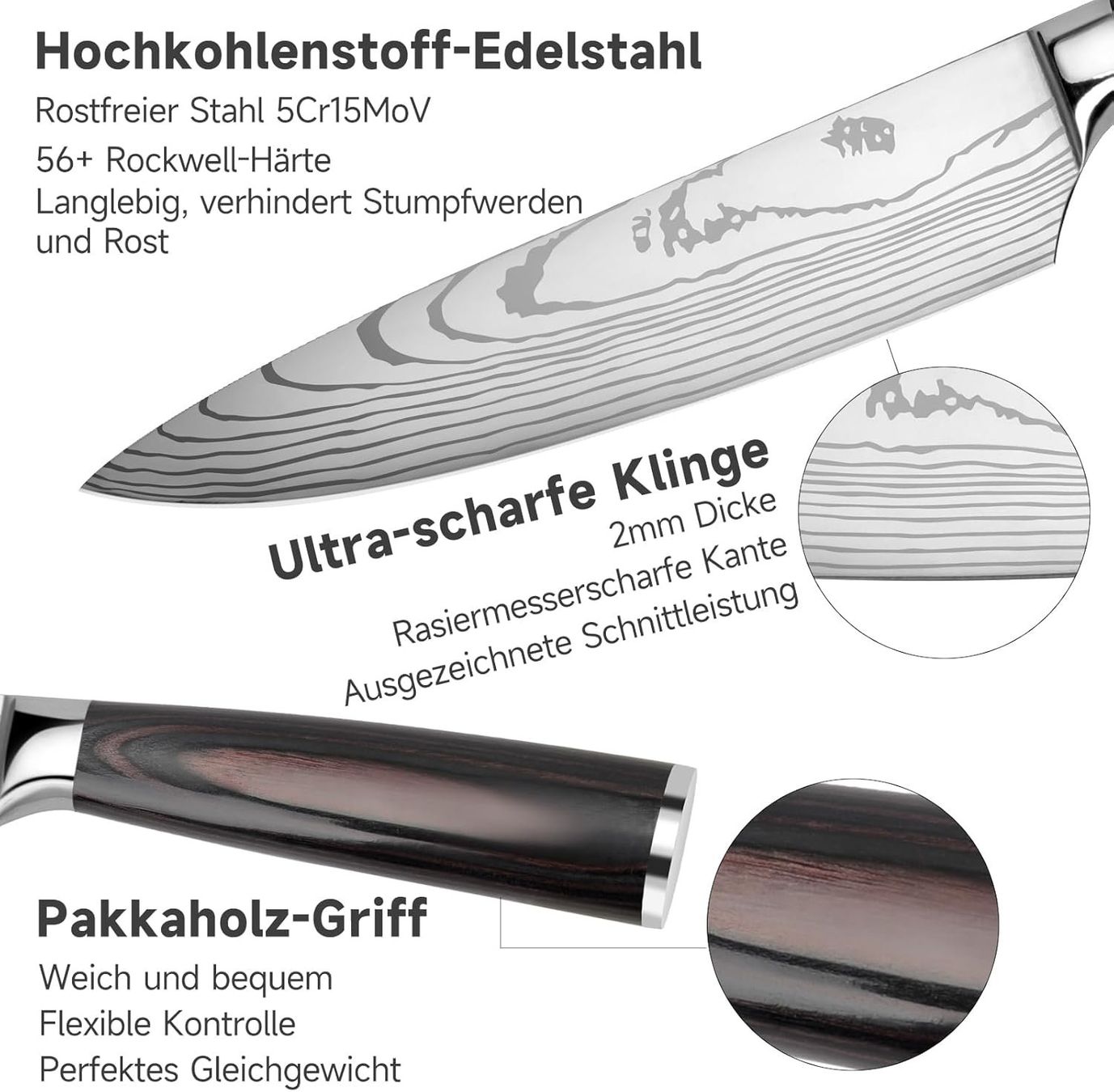 Coltelli: Messerset 5-teilig Edelstahl Küchenmesser Set – Nuovo e nell'imballaggio originale da Dietikon venduto da Abverkauf10 3