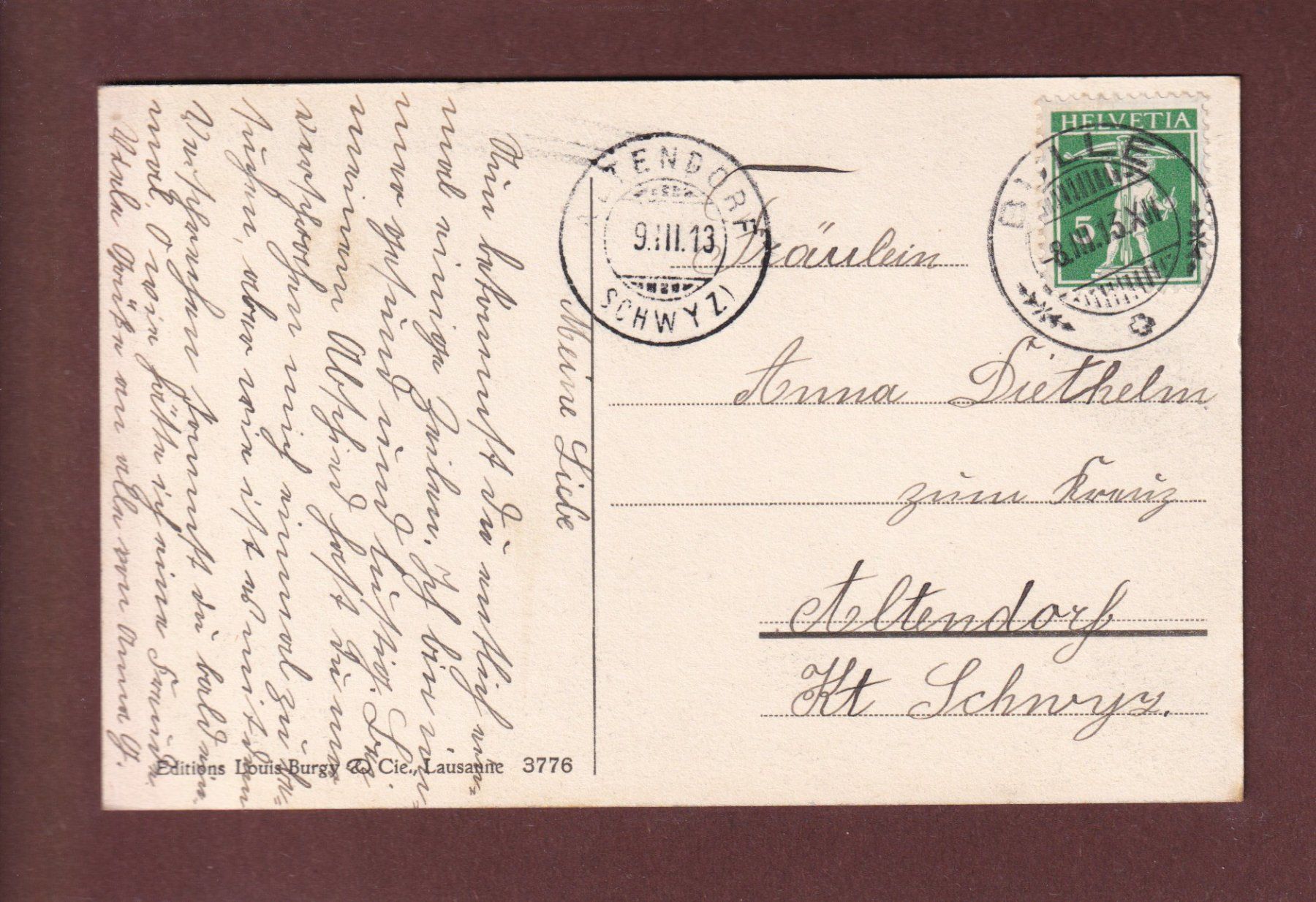 Cartoline postali: BULLE - Institut de Sainte-Croix - 1913 – Usato da Pully venduto da nicecards-shop 1