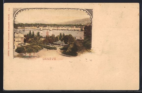 Cartoline postali: AK Genève, Panorama mit Bäumen – Usato da Berlin venduto da bartko-reher