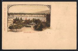AK Genève, Panorama mit Bäumen