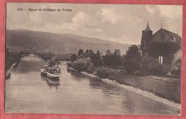 Canal et Château de Thièle / Thielle mit Dampfschiff - 1916