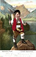 Prägekarte Junge in Appenzeller-Tracht