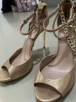 Guess High Heels Gr. 39 Gold Sandaletten Kette