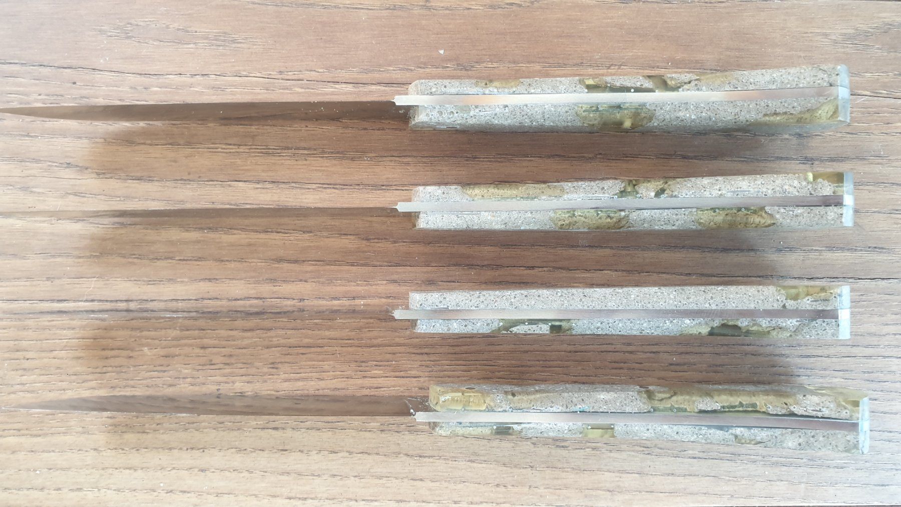Coltelli: Steakmesser 4er Set Roland Lannier "Concrete" – Nuovo e nell'imballaggio originale da Arboldswil venduto da Patrik-Tschanz 4
