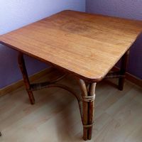 Vintage 70er Jahre Couchtisch Holz/Rattan