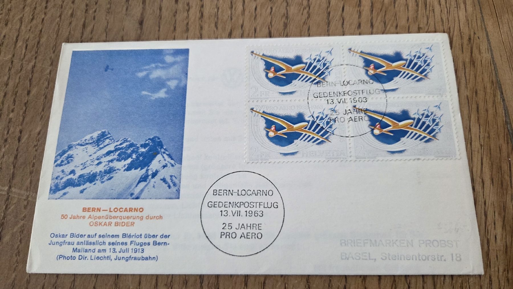 Tous les timbres: 1963 Gedenkflug Bern -Locarno – D'occasion à Arni AG par Moth68