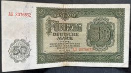 Seltene 50 Deutsche Mark Banknote von 1948