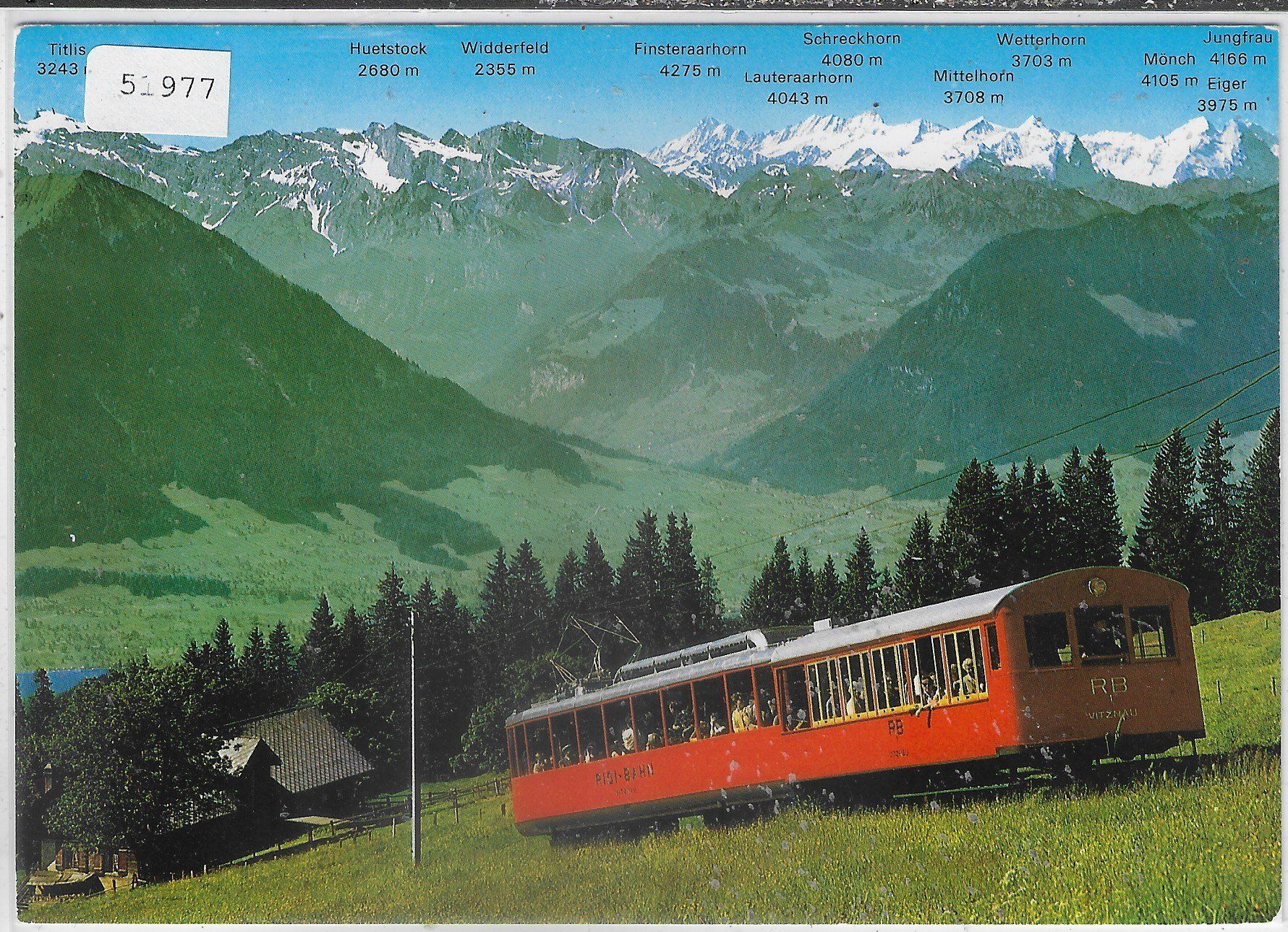 Cartoline postali: Vitznau-Rigi-Bahn mit den Berner Alpen – Usato da Ettingen venduto da Kartenplanet