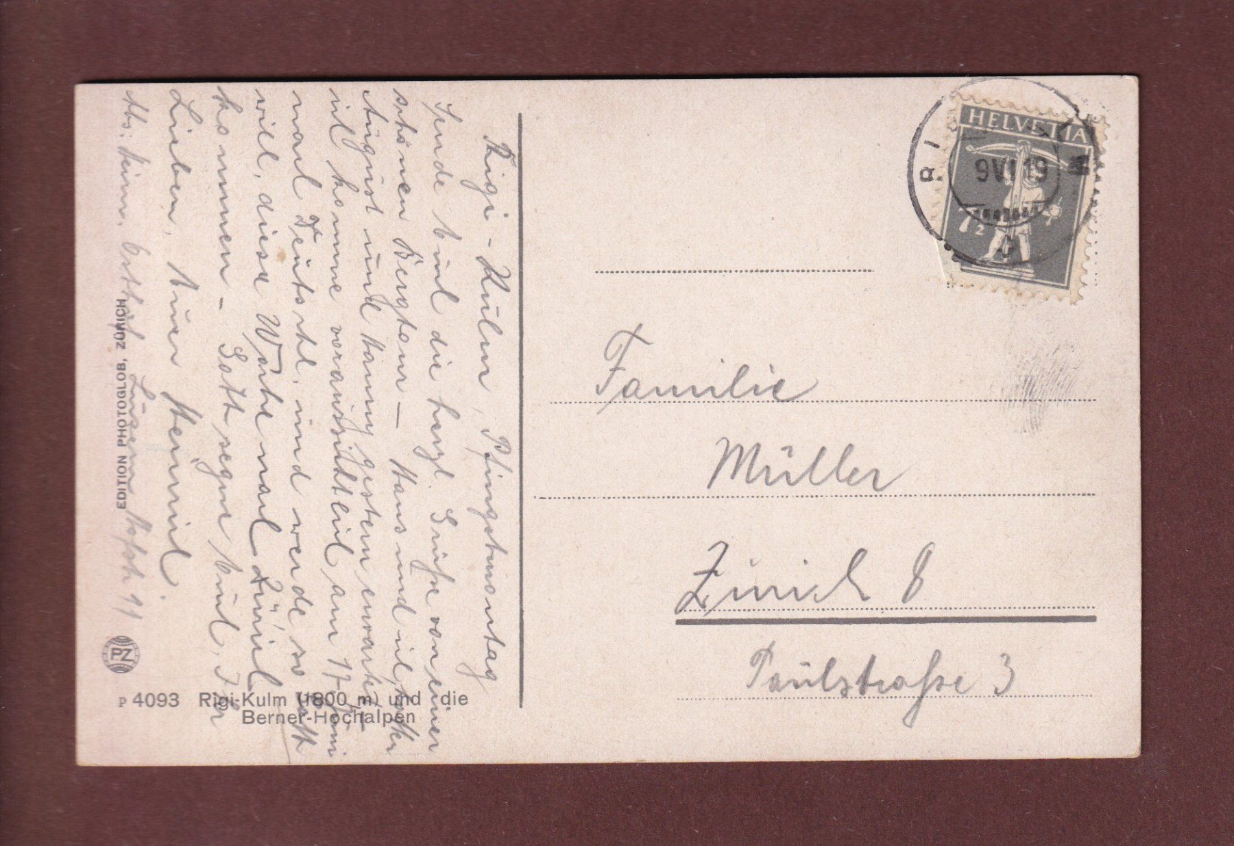 Cartoline postali: RIGI-KULM - Schafherde - 1919 – Usato da Pully venduto da nicecards 1