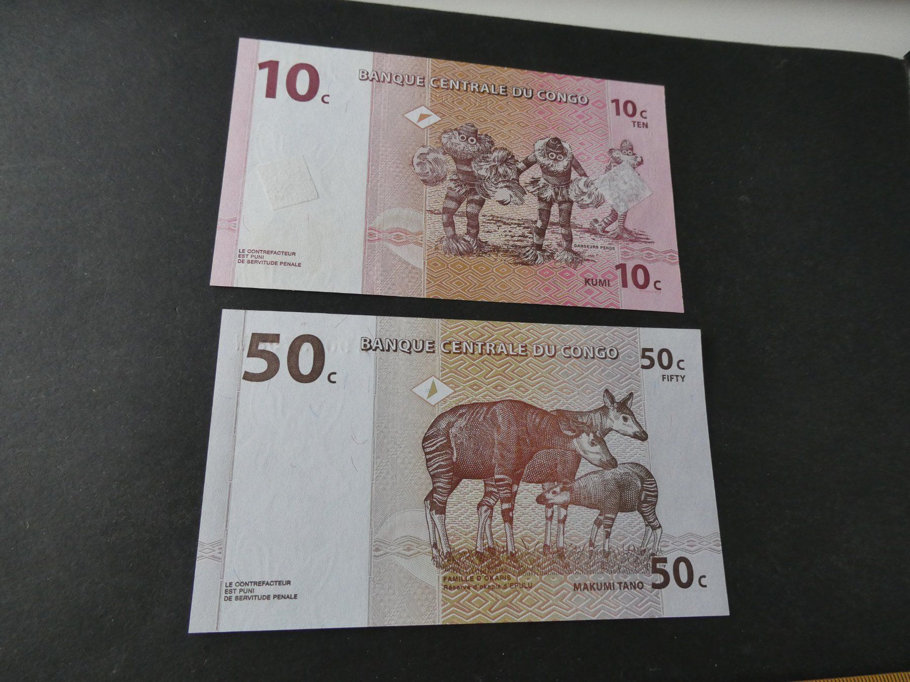 Billets de banque: Congo, 2 alte Geldscheine – D'occasion à Hinterforst par Rohusri 1