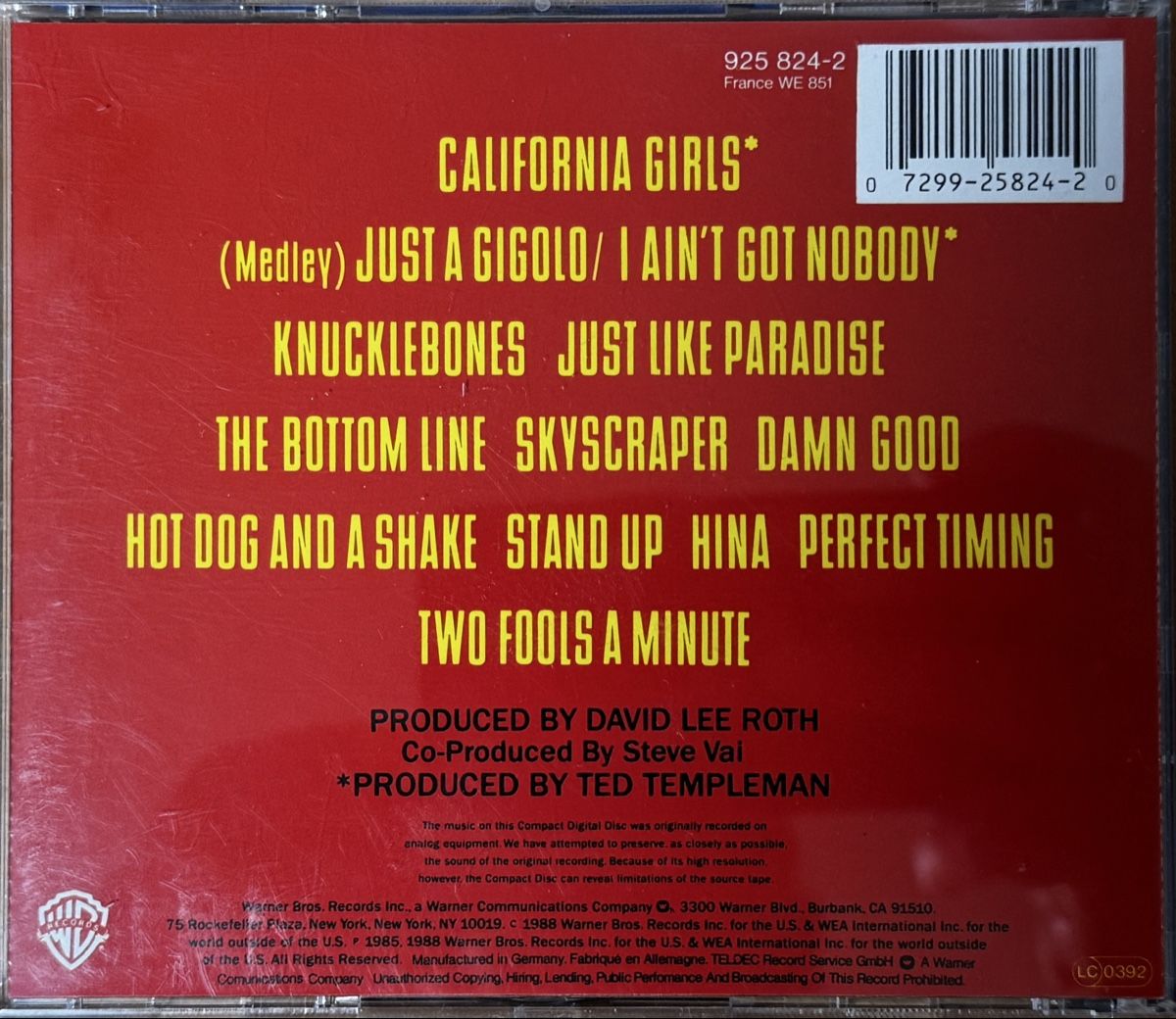 CDs: CD David Lee Roth - Skyscraper – Gebraucht aus Zürich von tomakomai 1