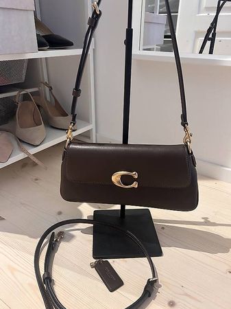 Coach Jet Bag in braunem Glattleder