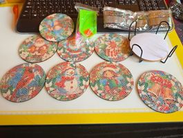 DIAMOND PAINTING GLAS UNTERSETZER 8.STK. WEIHNACHTS MOTIVE