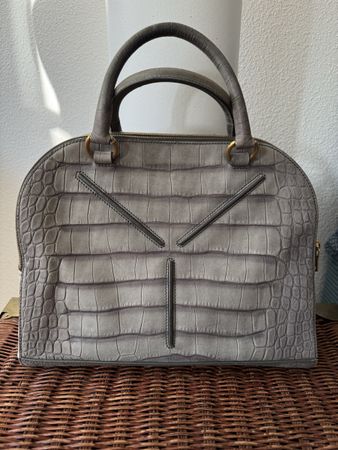 Superbe Sac YSL Muse façon Croco kaki, cuir