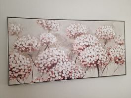 Grosses modernes Wandbild / Gemälde „Hortensien“ 142x72 cm