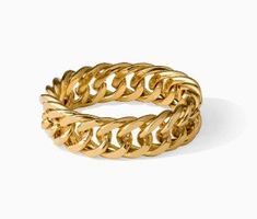 Bague en acier inoxydable couleur or taille 54