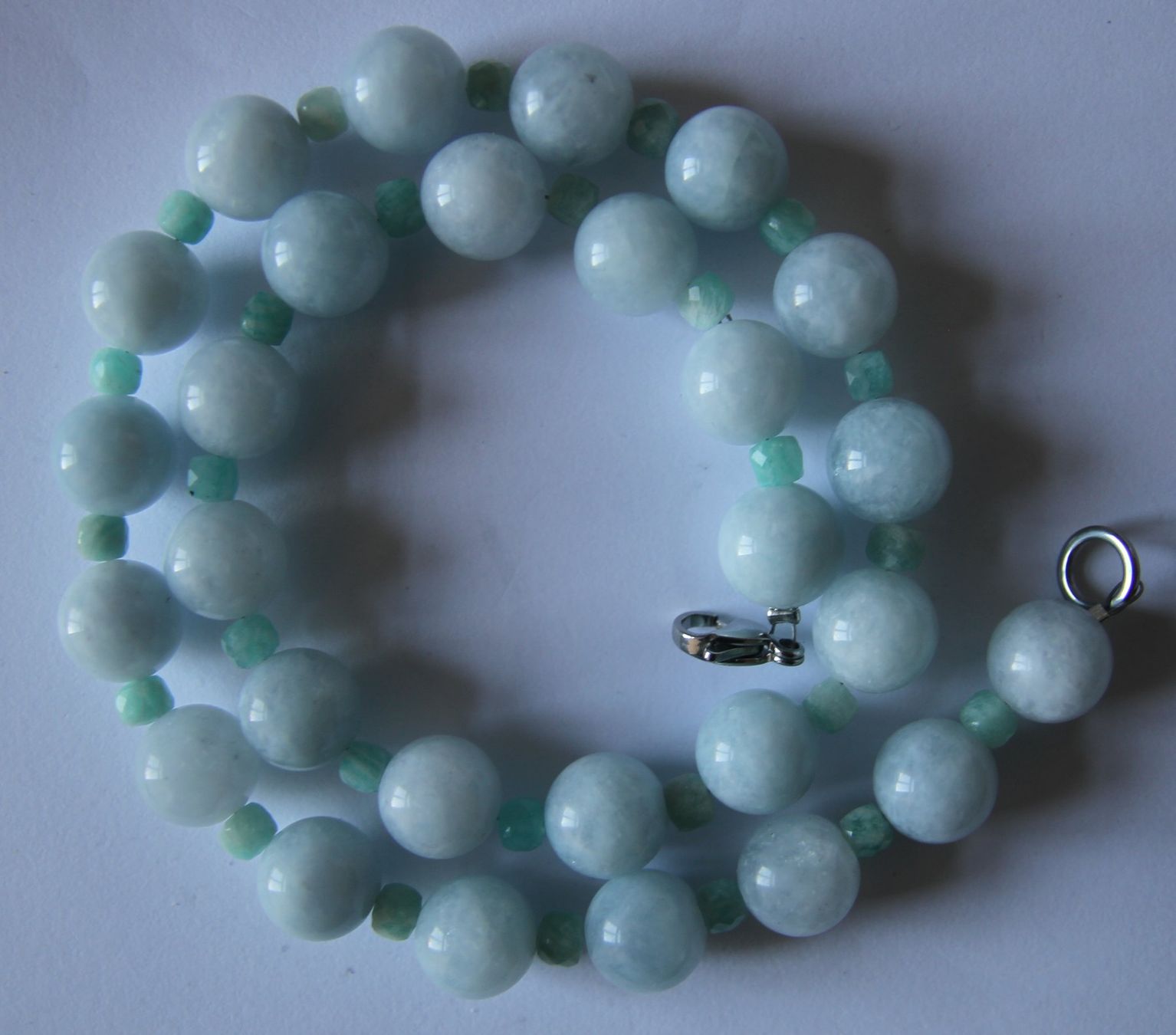 Catenine: NEU: Aquamarin Amazonit Kette Collier mit Edelstahl – Nuovo (secondo la descrizione) da Matten b. Interl venduto da Edelsteingalerie 2