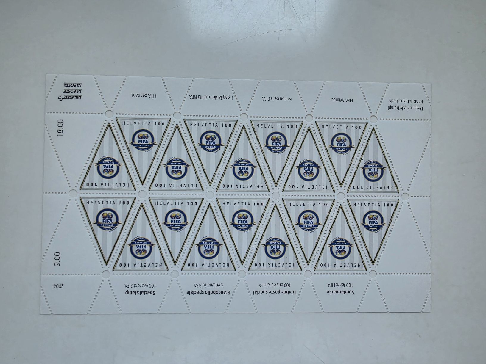 Alle Briefmarken: Gratis Versand FIFA 100 Jahre Kleinbogen Frankaturware – Neu und originalverpackt aus Zürich von ZH-Vintage
