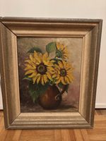 Gemälde "Sonnenblumen" im Vintage-Rahmen 38/33cm