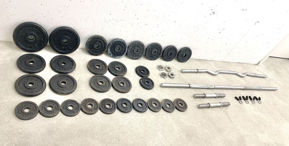 EZ Curlstange Aus Stahl – 119,4 Cm, Für 2,5 Cm Gewichtsplatten, Bis 100 Kg, Mit Diamanträndelung