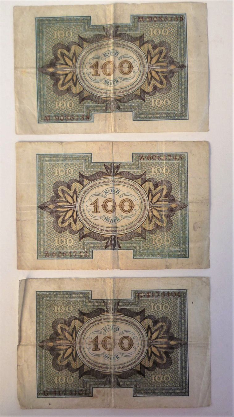 Banconote: 3 x 100 Mark Reichsbanknote – Usato da Rafz venduto da Sonnenblume305 1
