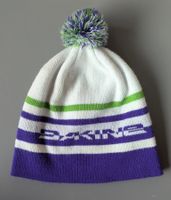 Wintermütze weiss, violett, grün