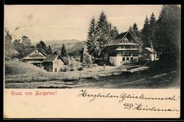 AK Morgarten, Ortspartie am Waldrand
