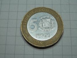 Dominikanische Republik 5 Pesos, 1997 50. Jahre Zentralbank