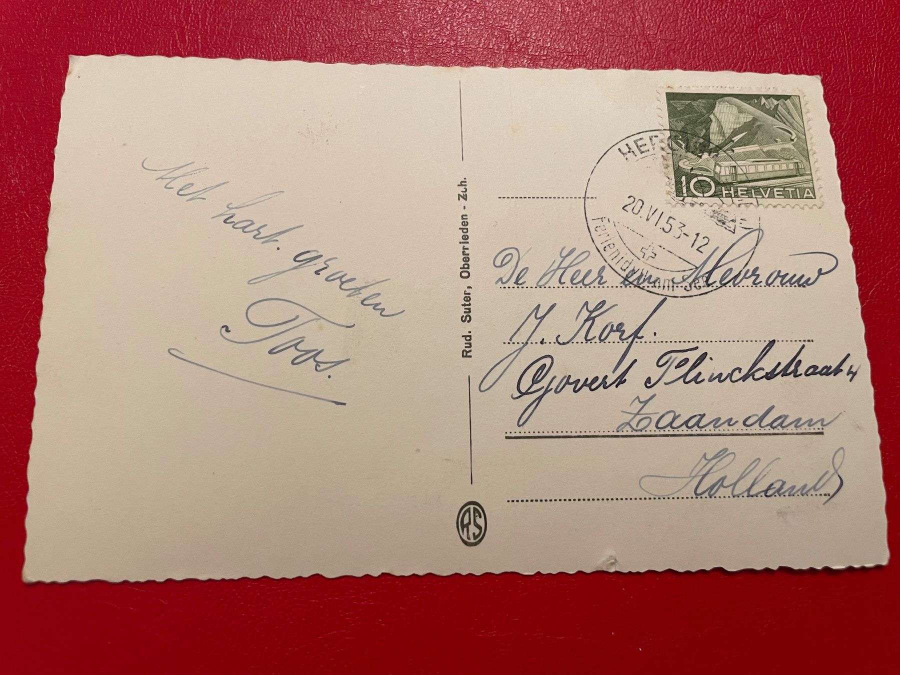 Cartoline postali: 1953 / Hergiswil Gemeindehaus – Usato da St-Légier-La Chiésaz venduto da Theo005 1