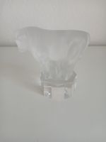 Frosted Glass Bull Figurine - Solid Crystal Base Decor