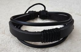 Lederarmband geflochten Schwarz Unisex 