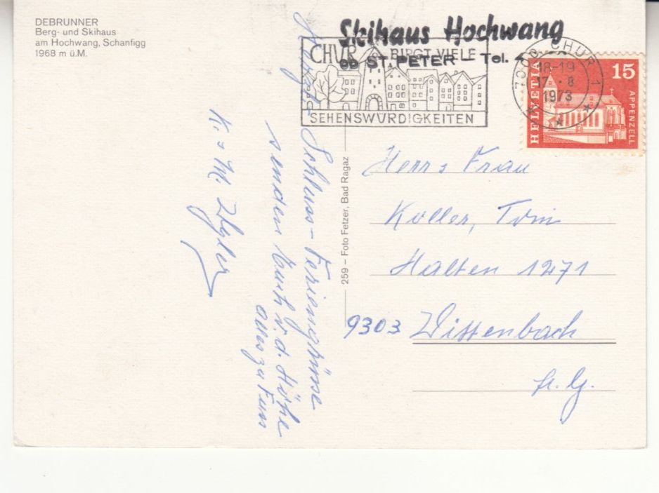 Cartoline postali: Schanfigg Hochwang 1973 – Usato da Bürglen TG venduto da StampGraf 1