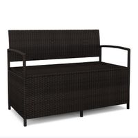 Gartenbox Bank PE-Rattan Braun 118x58x86cm komplett neu