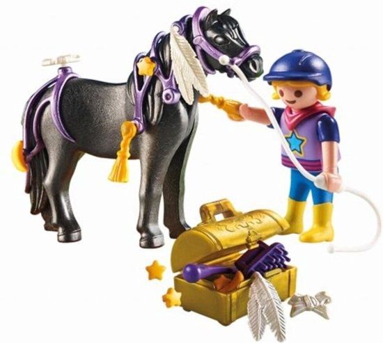 PLAYMOBIL 6950 Spaziergang Mit Pony – Spielset Mit Reitlehrerin, Mädchen & Apfelschimmel Pony