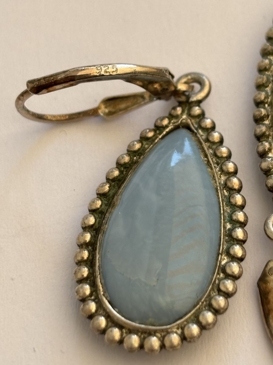 Orecchini pendenti & Orecchini a lobo: Ohrhänger Silber 925 mit blauem Stein Tropfenform – Usato da Langnau am Albis venduto da flusspflege 2