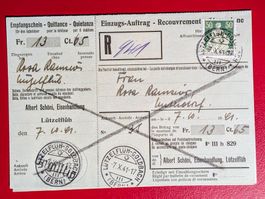 EINZUGS-AUFTRAG HELVETIA 113 SCHÖNI LÜTZELFLÜH EMMENTAL 1941