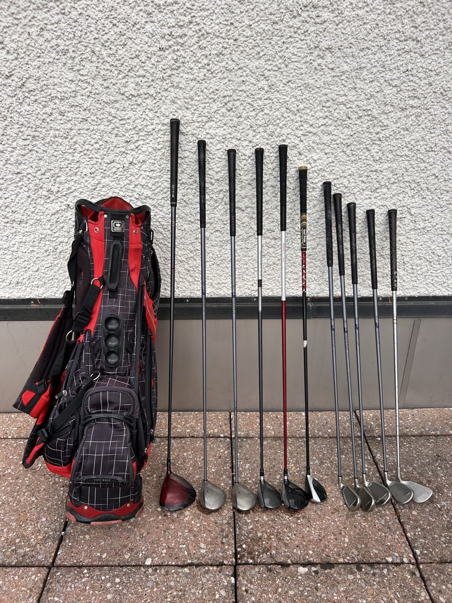 Schläger & Sets: 11 Golfschläger Links mit Tasche und Caddy – Gebraucht aus Berikon von Zimmodan