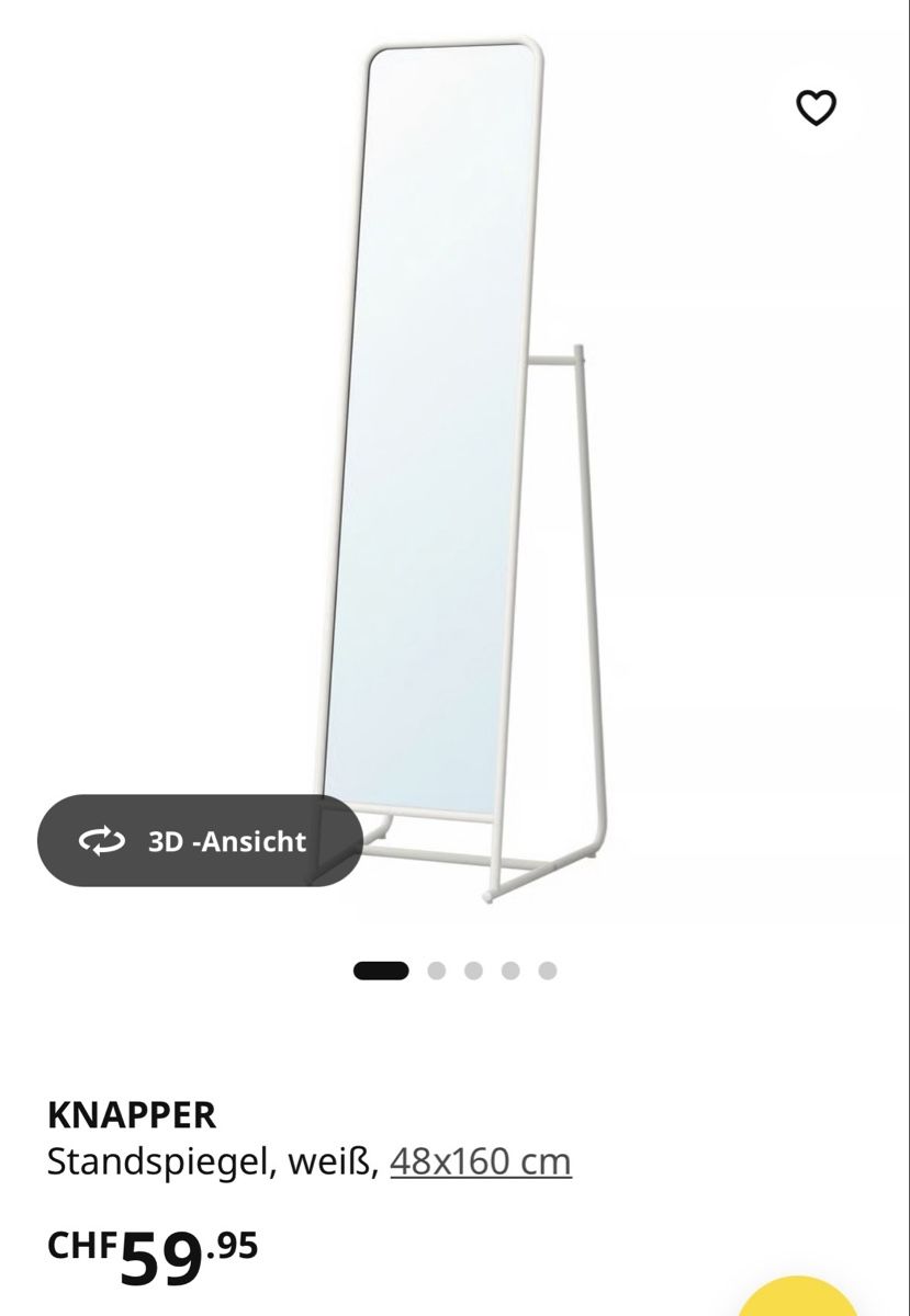 Specchi: Standspiegel weiss Ikea Knapper – Usato da Adlikon venduto da Chbu84 2