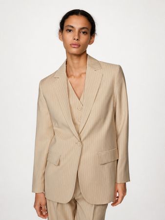 Mango beige pinstripe blazer