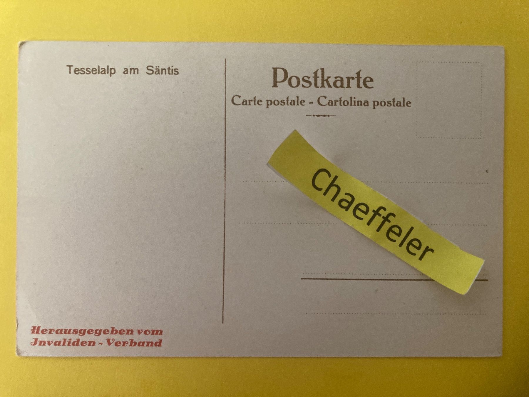 Cartoline postali: Tesselalp mit Säntis – Usato da Zürich venduto da Chaeffeler 1
