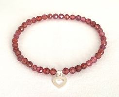 Edelstein Armband rosa Granat mit Silber auf Mass