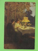 Antike Postkarte, Liebespaar im Garten, um 1910