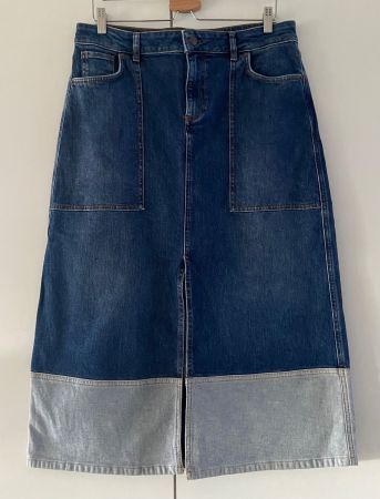 BA&SH Vicky Jupe jean fendue 40 coton bio portée 1x
