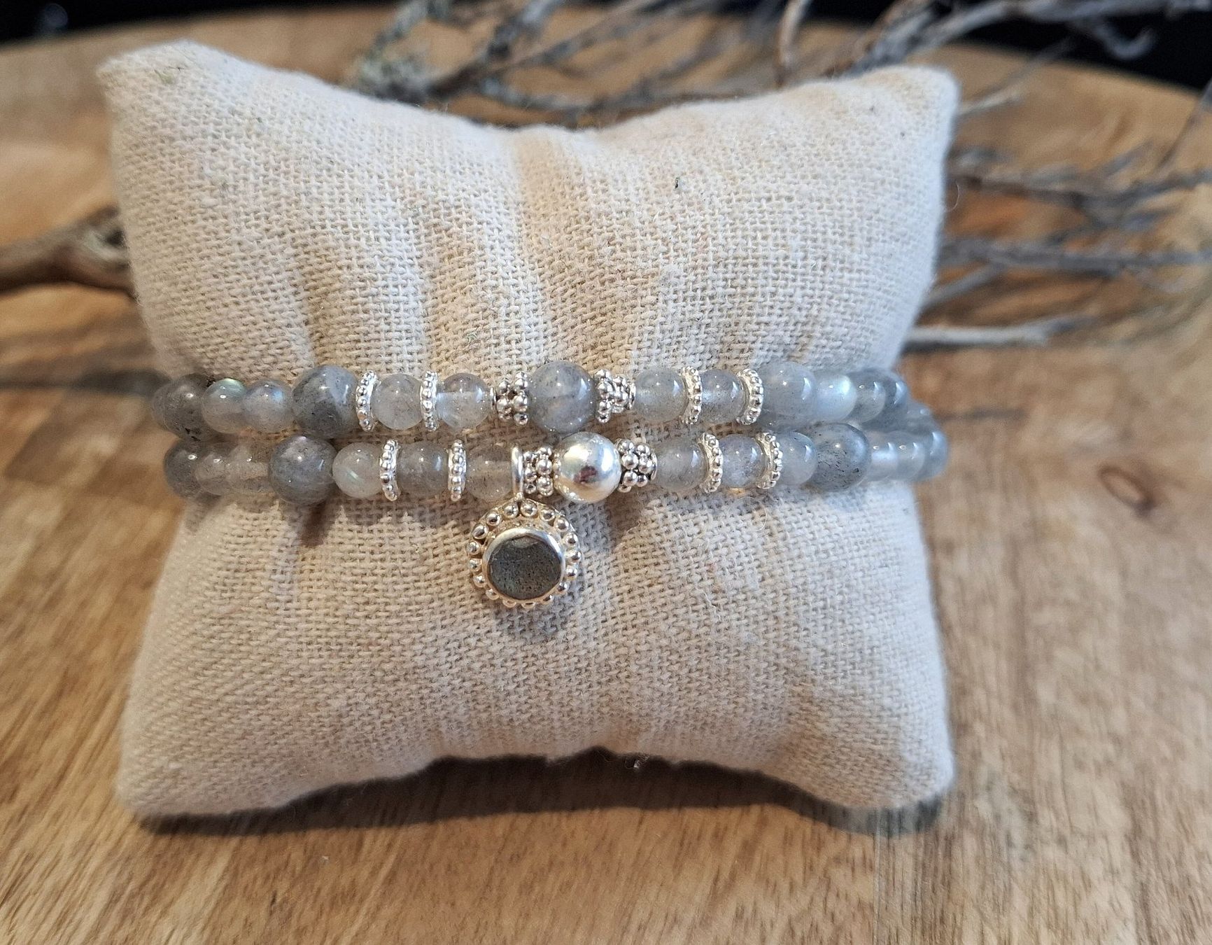 Bracciali & Braccialetti: LABRADORIT - Edelsteinarmband - Sterling Silber - grau – Nuovo e nell'imballaggio originale da Mühlethal venduto da nicita-modeschmuck 1