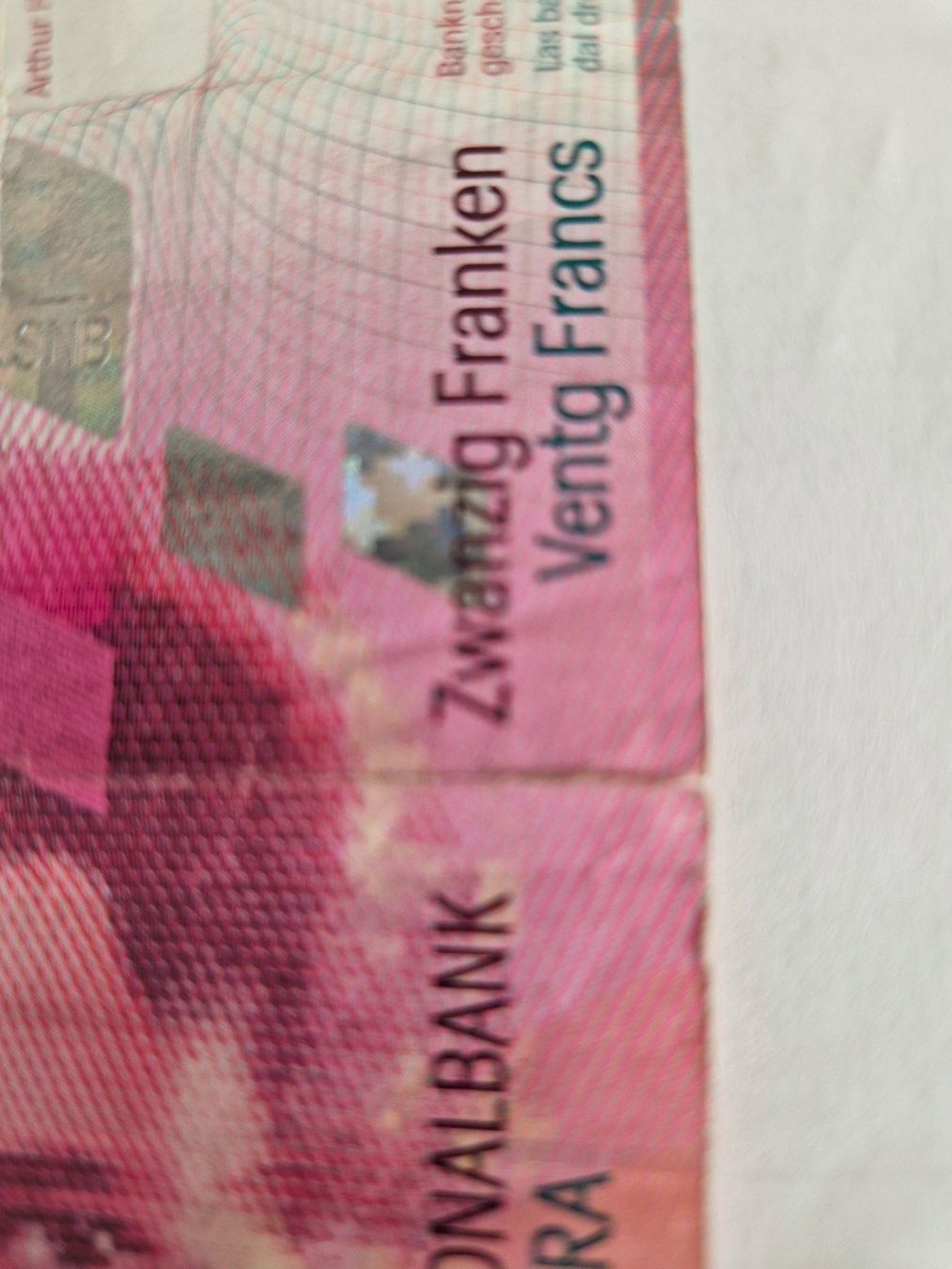 Banknoten: 20 Franken Note alt – Gebraucht aus Urdorf von Mk8902 1