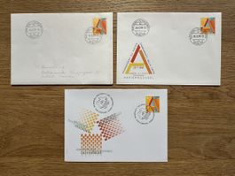 Schweiz - 3x FDC Znr 887 Rollenmarke Faserpapier 97, Papierw