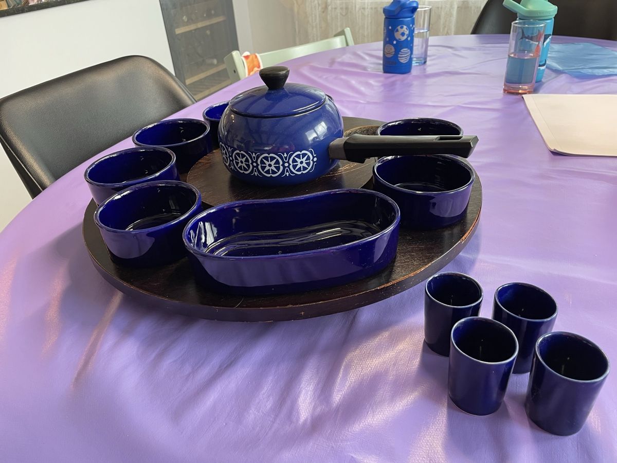 Set di piatti: Fondue Chinoise Set, blau – Usato da Winkel venduto da Sesaemli20 1